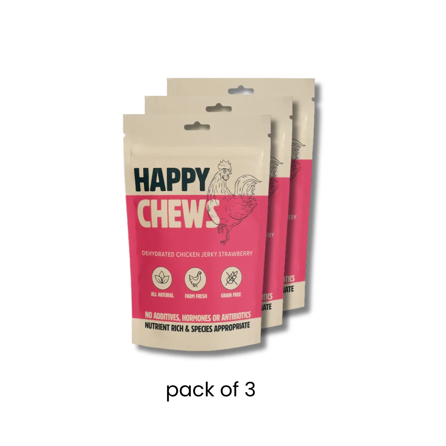 Nootie Happy Chews – Dehydrated Chicken Jerky Strawberry Dog Treats (50g) | All-Natural, Grain-Free Protein Snack - Image 14