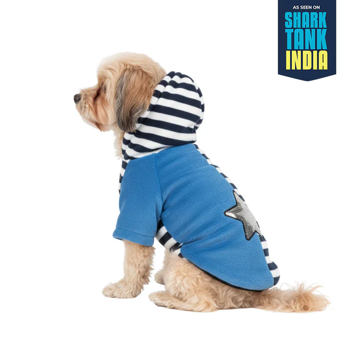 Nootie Winter Double Layer Jumpsuit with Hoodie for Dogs | Blue-White | Warm, Soft & Lightweight