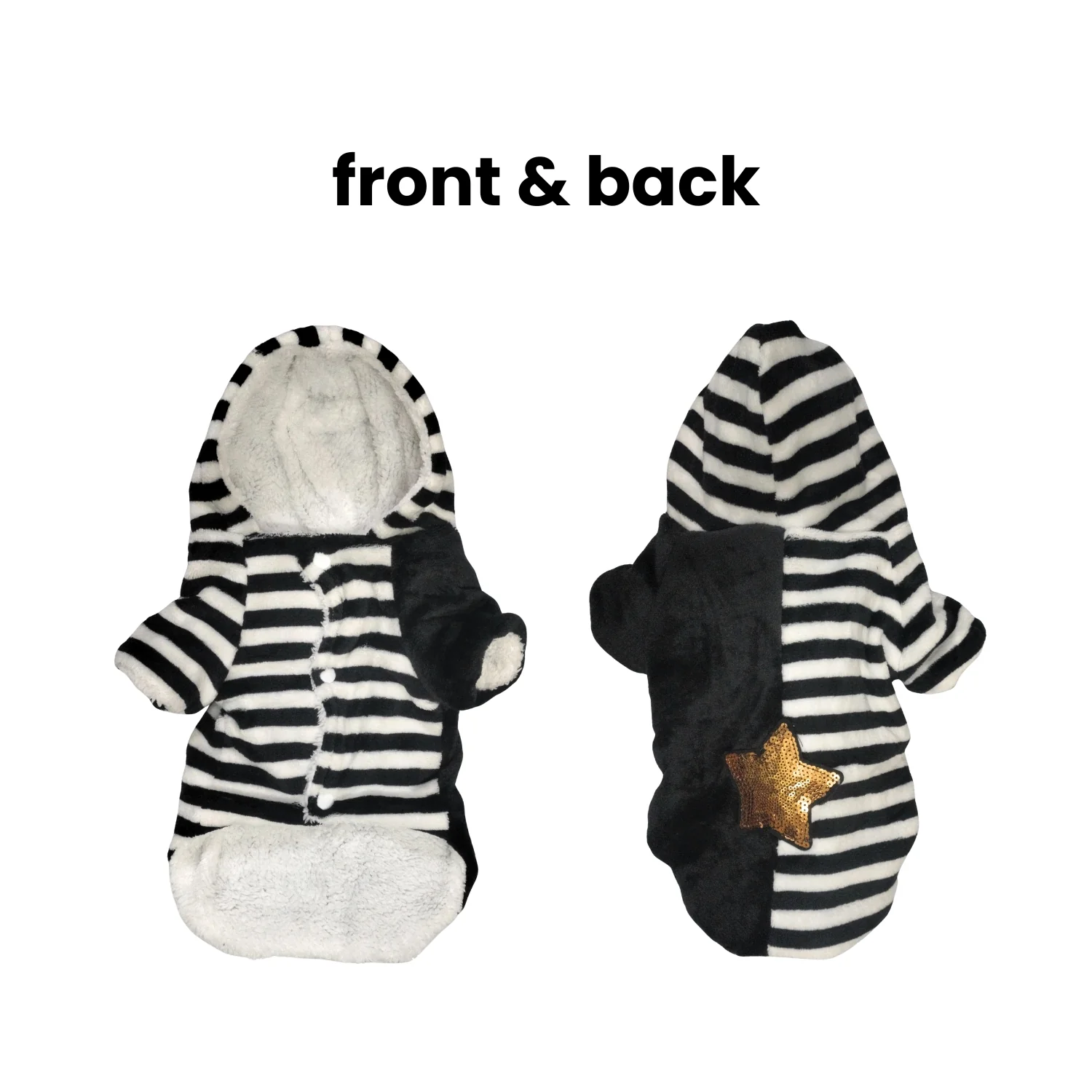 Nootie Winter Double Layer Jumpsuit with Hoodie for Dogs | Black-White | Warm, Soft & Lightweight - Image 9