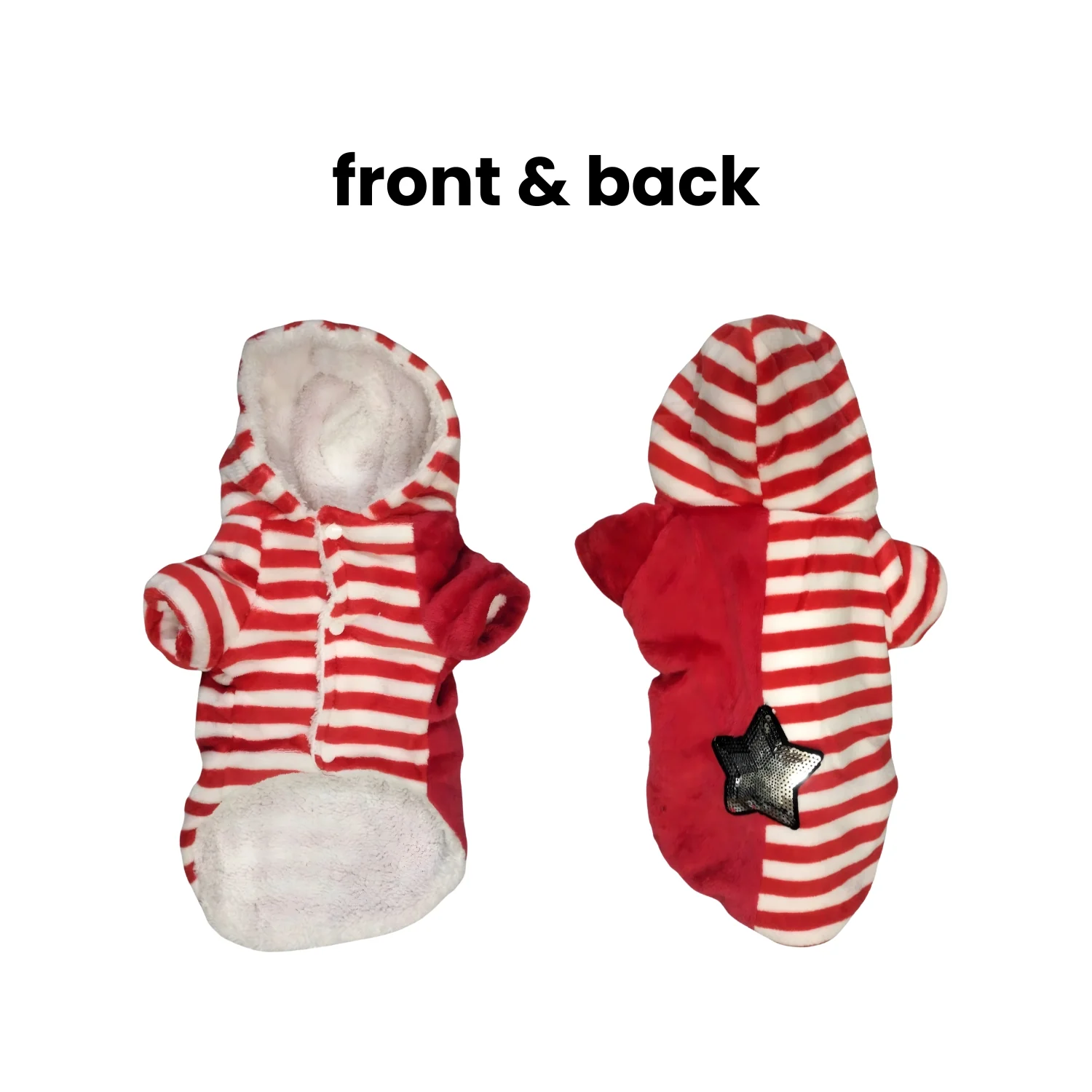 Nootie Winter Double Layer Jumpsuit with Hoodie for Dogs | Red-White | Warm, Soft & Lightweight - Image 8